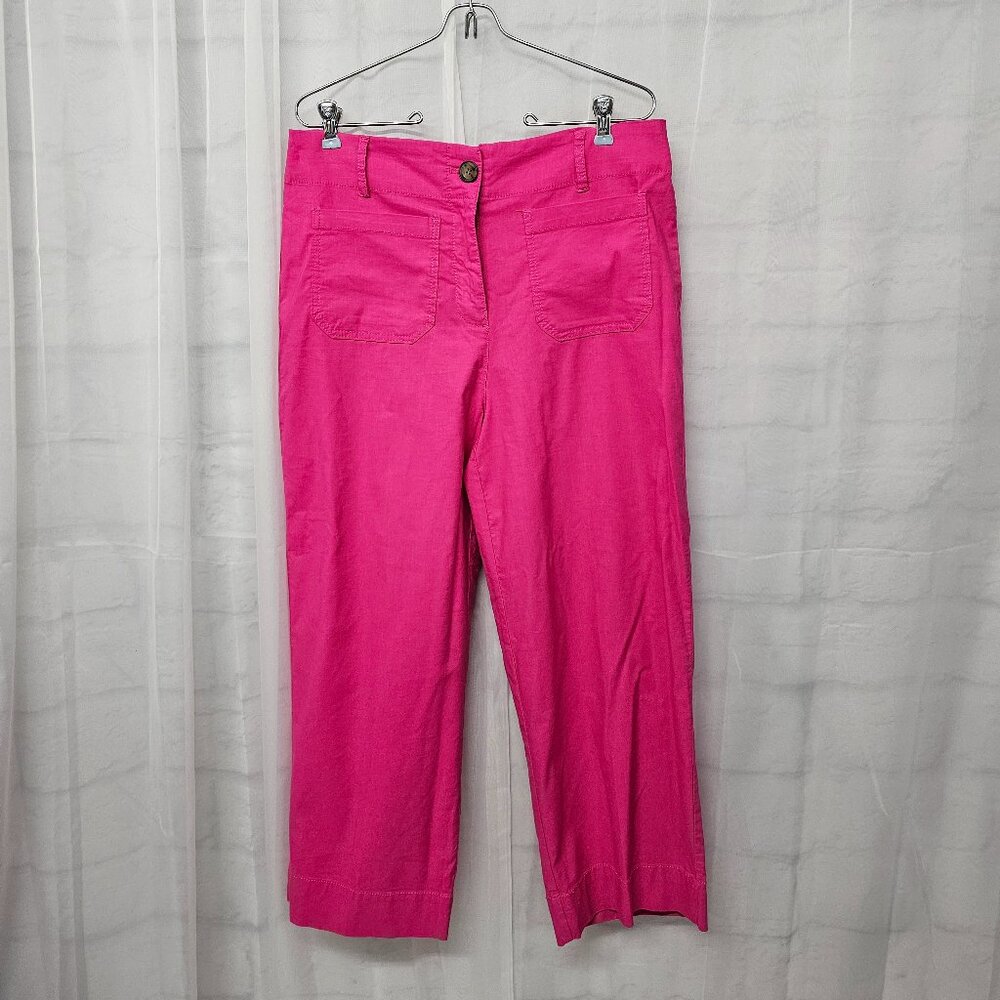 Nicole Miller Pink Cropped Pants Linen Blend Summer Beach Colorful 8 - Picture 9 of 9